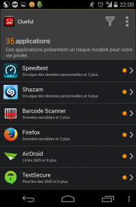 Clueful - liste d'applications